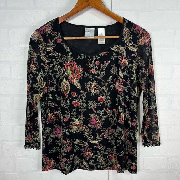 Emma James by Liz Claiborne Womens Top and Maxi Skirt Size M/L Floral Grunge Whi - Picture 2 of 13